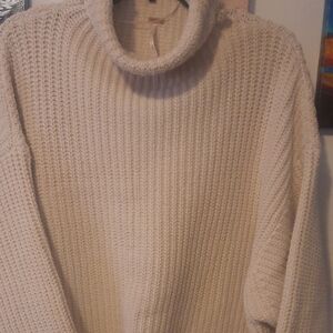 Free People Cream Cowl Neck Sweater